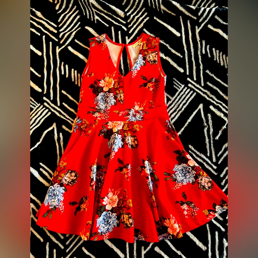 Wishful Park Red Floral A-line Dress Size M